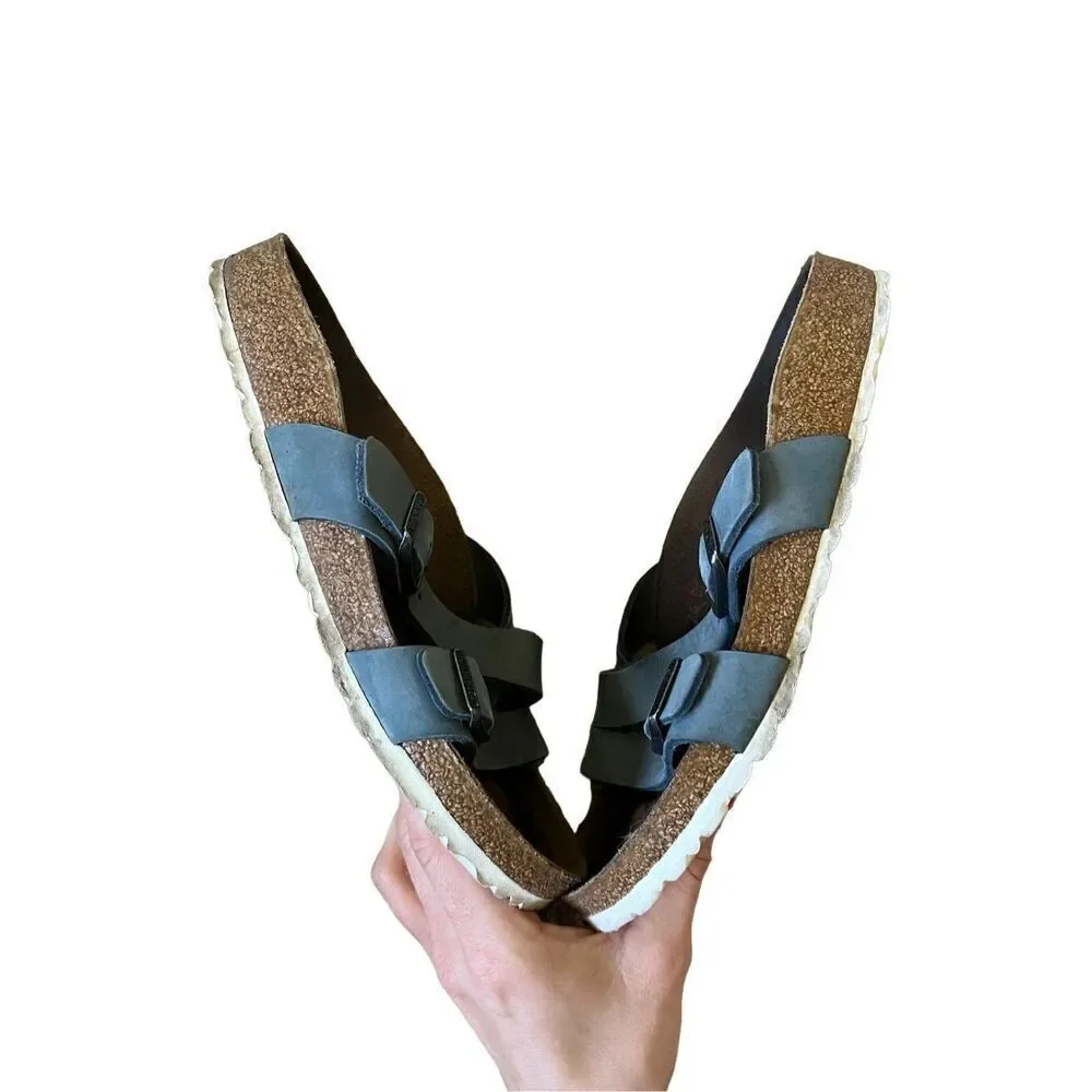 Birkenstock Womens Yao Balance Blue Nubuck Footbed‎ Sandals Shoes 38 US 7-7.5